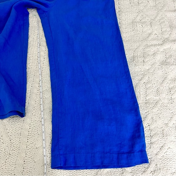 Flax Blue Wide Leg Pants Relaxed Fit - Picture 11 of 12